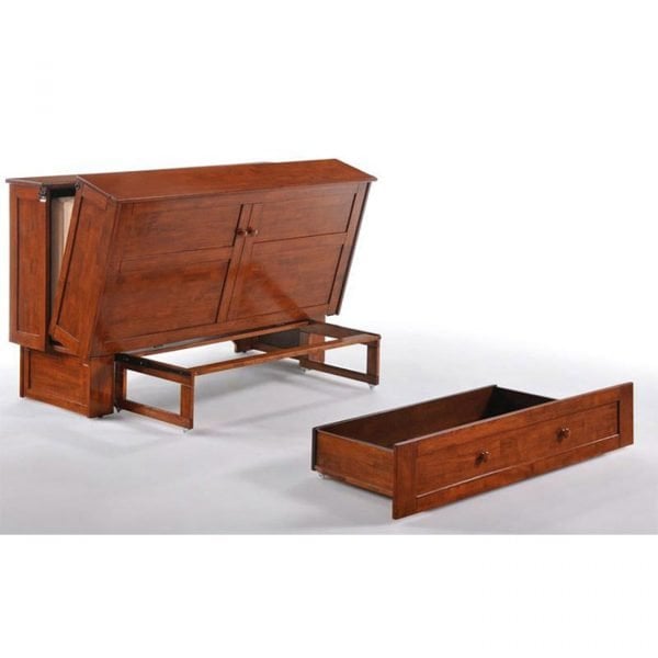 Night and Day Cherry Clover Murphy Cabinet Bed Open