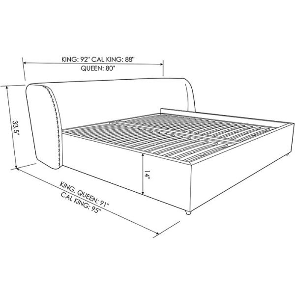 Zuri Leather Platform Bed Dimensions