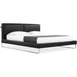 Zuri Modern Deimos Black Leather Bed